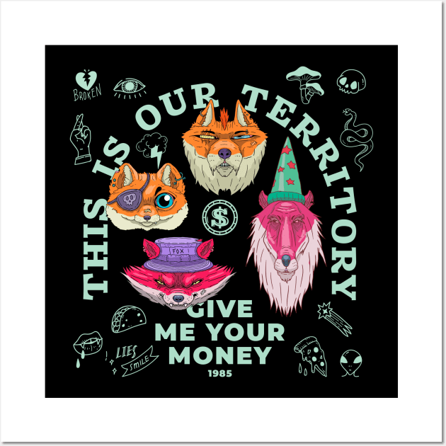 ganster family fox Wall Art by Ilustronauta